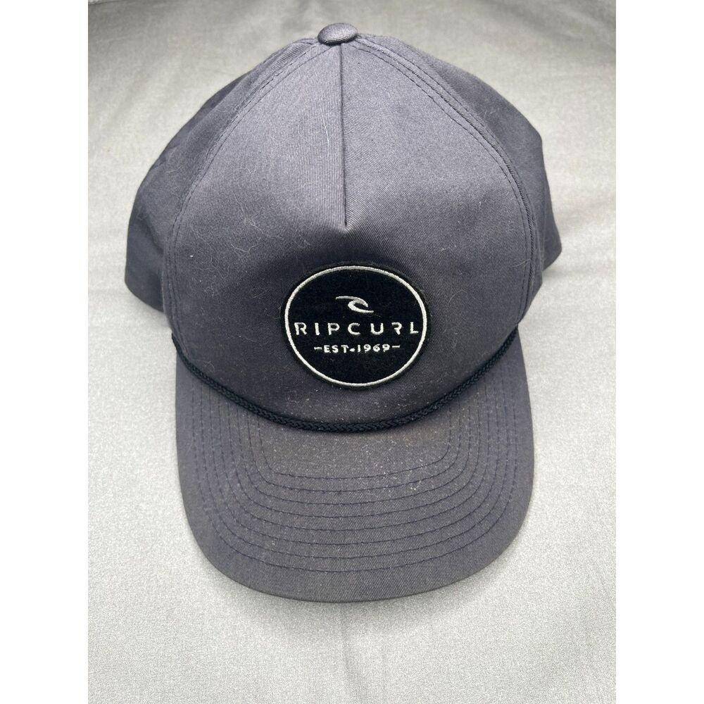 Rip Curl EST. 1969 Black Snapback Surf Cap - Classic Rope Hat - Adjustable